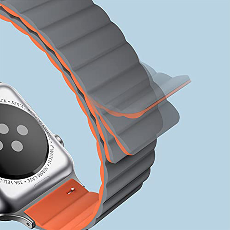 Silikonska narukvica za Apple Watch sa magnetom crno narandzasta 38/ 40/ 41 mm — image 3
