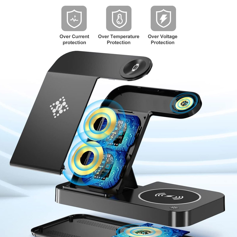 Bezicni punjac B-18 4u1 za 2x iPhone,Airpods,Apple Watch 15W crni — image 2