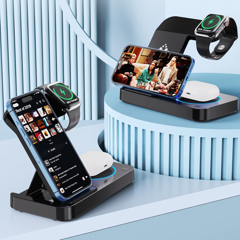 Bezicni punjac B-18 4u1 za 2x iPhone,Airpods,Apple Watch 15W crni — image 3